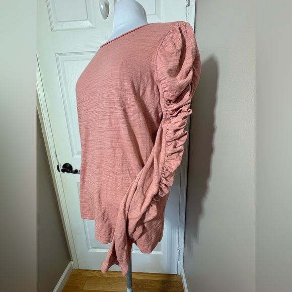 WE THE FREE NATASHA Puffed Shoulder Ruched long sleeve top in Blush Size XL - Picture 3 of 5